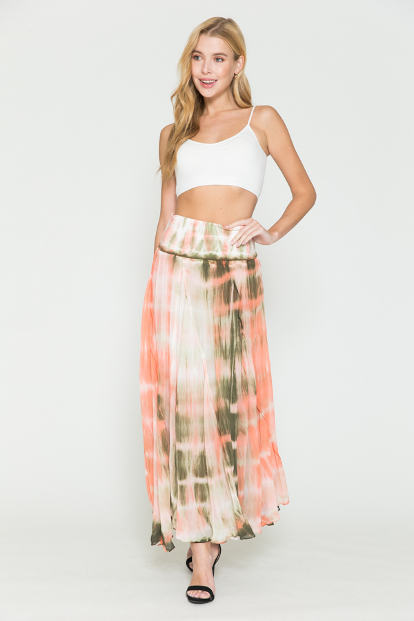 Ombray Skirt - Coral-Olive